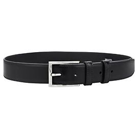 Prada Cinturón de cuero con hebilla plateada Negro