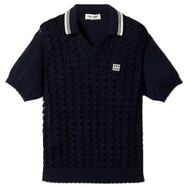 Miu Miu Polo aus Baumwoll-Häkelarbeit Blau