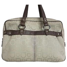 Salvatore Ferragamo Jacquard Tote Bag White