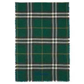 Burberry Reversible Checkered Wool Silk Scarf Black