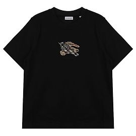 Burberry Check Baumwoll-T-Shirt Schwarz