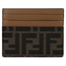 Fendi Carteira plana em tecido jacquard FF marrom Marrom