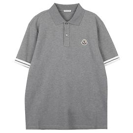 Moncler Piqué-Baumwoll-Poloshirt mit Logo-Patch Braun
