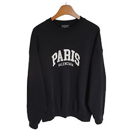 Balenciaga Schwarzer Sweatshirt mit gesticktem Paris-Logo Schwarz