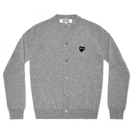 Comme Des Garcons Wollstrickjacke mit rotem Patch Braun