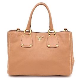 Bolsa Tote e Bolsa de Ombro em Vitello Daino Prada Marrom