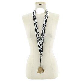 Burberry Kingdom Logo Black White Nylon Strap Necklace White