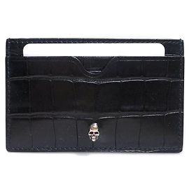 Alexander Mcqueen Tarjetero Skull Crocodile DZTFY Negro