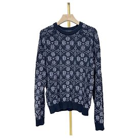 Louis Vuitton Crewneck-Strickpullover mit Monogramm-Blumen-Jacquard Schwarz