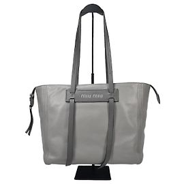 Miu Miu Bolsa Tote de couro com aparência cinza Marrom