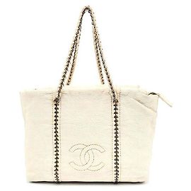 Chanel Bolsa de ombro de luxo com corrente Branco
