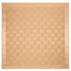 Gucci GG Jacquard Silk Wool Shawl Orange