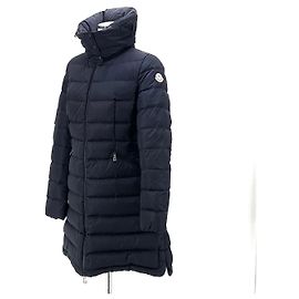Moncler Flamette Long Down Jacket Navy Blue