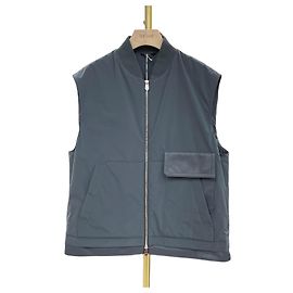 Hermès Leather Trimming Vest Gray Blue