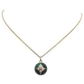 Louis Vuitton Collana con pendente a fiore in malachite e oro giallo e diamanti Giallo