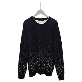 Louis Vuitton Strickpullover mit schwarzem Monogramm-Verlauf und Rundhalsausschnitt Schwarz