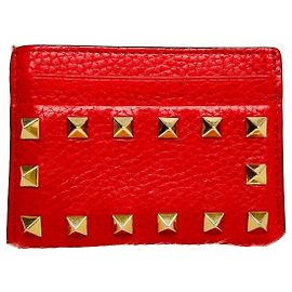 Valentino Red Rockstud Card Holder Red