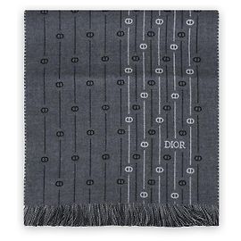 Dior Sciarpa in lana CD Icon Stripe Unisex (Charcoal) Marrone
