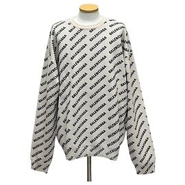 Balenciaga Strick mit Mini-Allover-Logo Silber