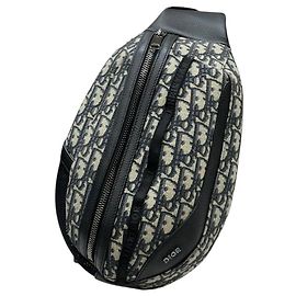 Dior Borsa a tracolla in jacquard Oblique nera in pelle di vitello granulata Nero