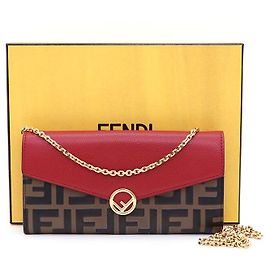 Fendi WOC Mini Chain Wallet Crossbody Marron