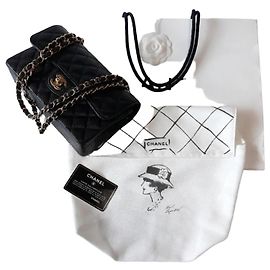 Chanel Classic Small Caviar Black Chain Shoulder Bag with Gold Hardware Black