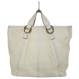 Bulgari Grand sac cabas blanc avec bordure dorée Blanc