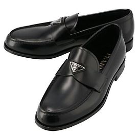 Prada Brushed Leather Loafers Black