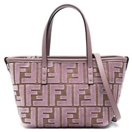 Fendi Roll Mini Tasche aus FF-Jacquard-Samt Rot