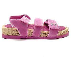 Chanel Sandálias Espadrilles de Veludo com Velcro Rosa