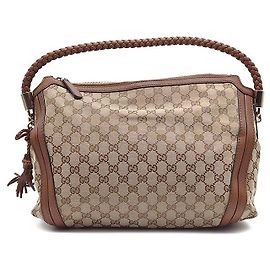 Gucci Bolso de hombro con borlas de bambú Castaño
