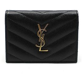 Saint Laurent Tarjetero Cassandra Matelassé Oro Negro Negro
