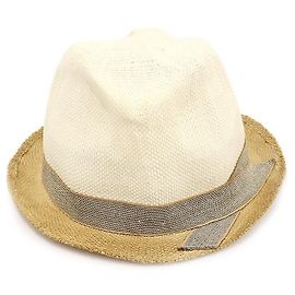 Brunello Cucinelli Two-Tone Straw Fedora Hat Brown