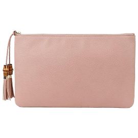 Gucci Clutch de couro rosa com borla de bambu Rosa