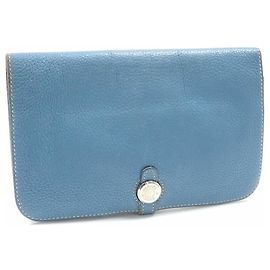 Hermès Hermes Dogon Duo Bi-fold Long Wallet Blue