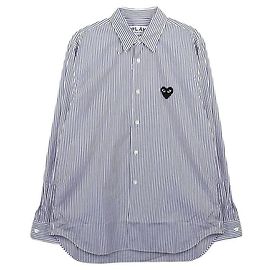 Comme Des Garcons Camisa listrada com patch Black Heart Play Azul