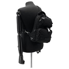 Prada Re-Nylon Triangle Logo Slingback Backpack Black
