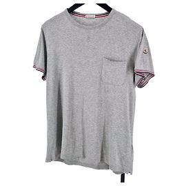 Moncler Kurzarm-T-Shirt mit Tasche Grau Braun