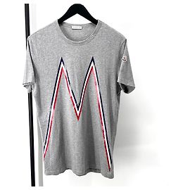 Moncler Logo Kurzarm-T-Shirt Grau Braun