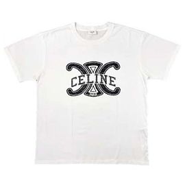 Céline Lockeres T-Shirt aus Baumwolljersey Weiß