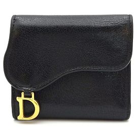 Dior Saddle Wallet Black Calfskin Condition Black
