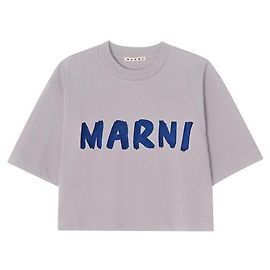 Marni Camiseta curta de manga curta com logotipo para mulher Prata