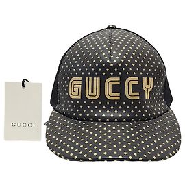 Gucci Black Star Lettering Logo Mesh Cap Black