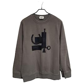 Hermès Fleece-Sweatshirt mit Lederpatch Braun