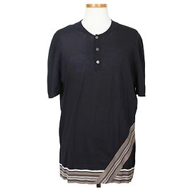 Hermès Strickshirt mit kurzen Ärmeln in Navy Blau