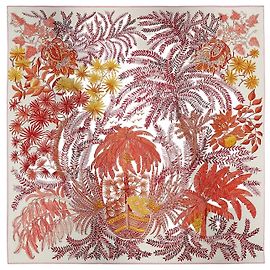 Hermès Schal Le Jardin des Peintres Rot
