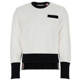 Thom Browne Three-Stripes Pocket Knit White White