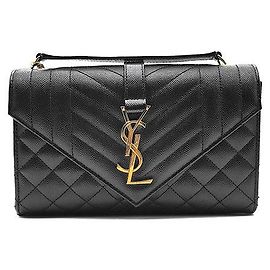 Saint Laurent Borsa a tracolla con catena Monogram Envelope Small Nero