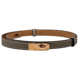 Hermès Cinturón Kelly Etoupe Rose Gold Rosa