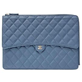 Chanel Caviar Flap Clutch Blau